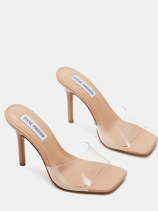 Steve Madden Shoes - Steve Madden Nude Clear Strap Mule Heels